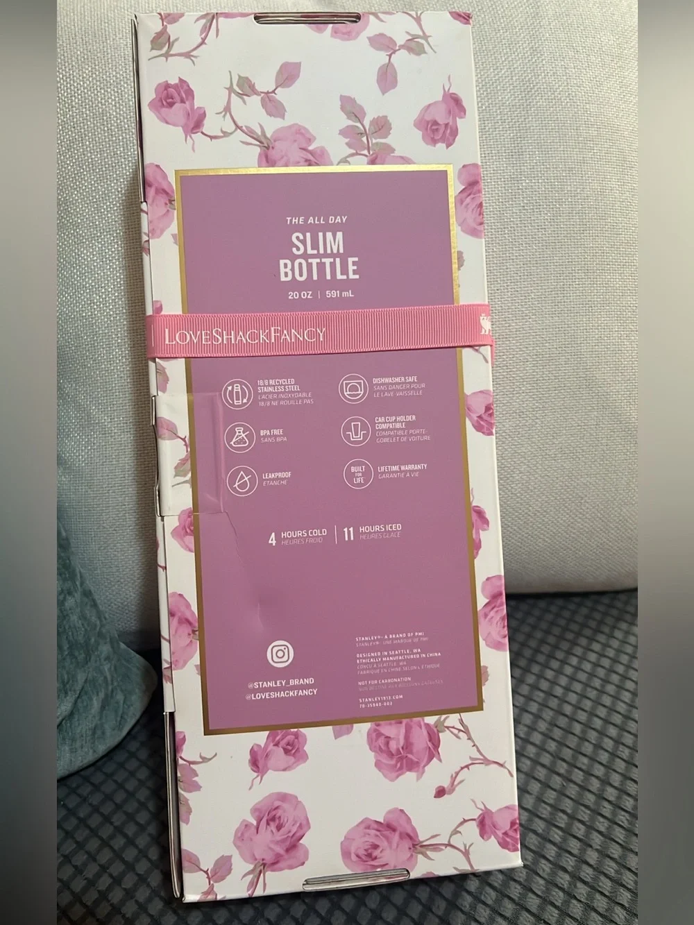 Stanley x LoveShackFancy Floral Insulated Bottle - Pink Roses - Picture 5 of 5